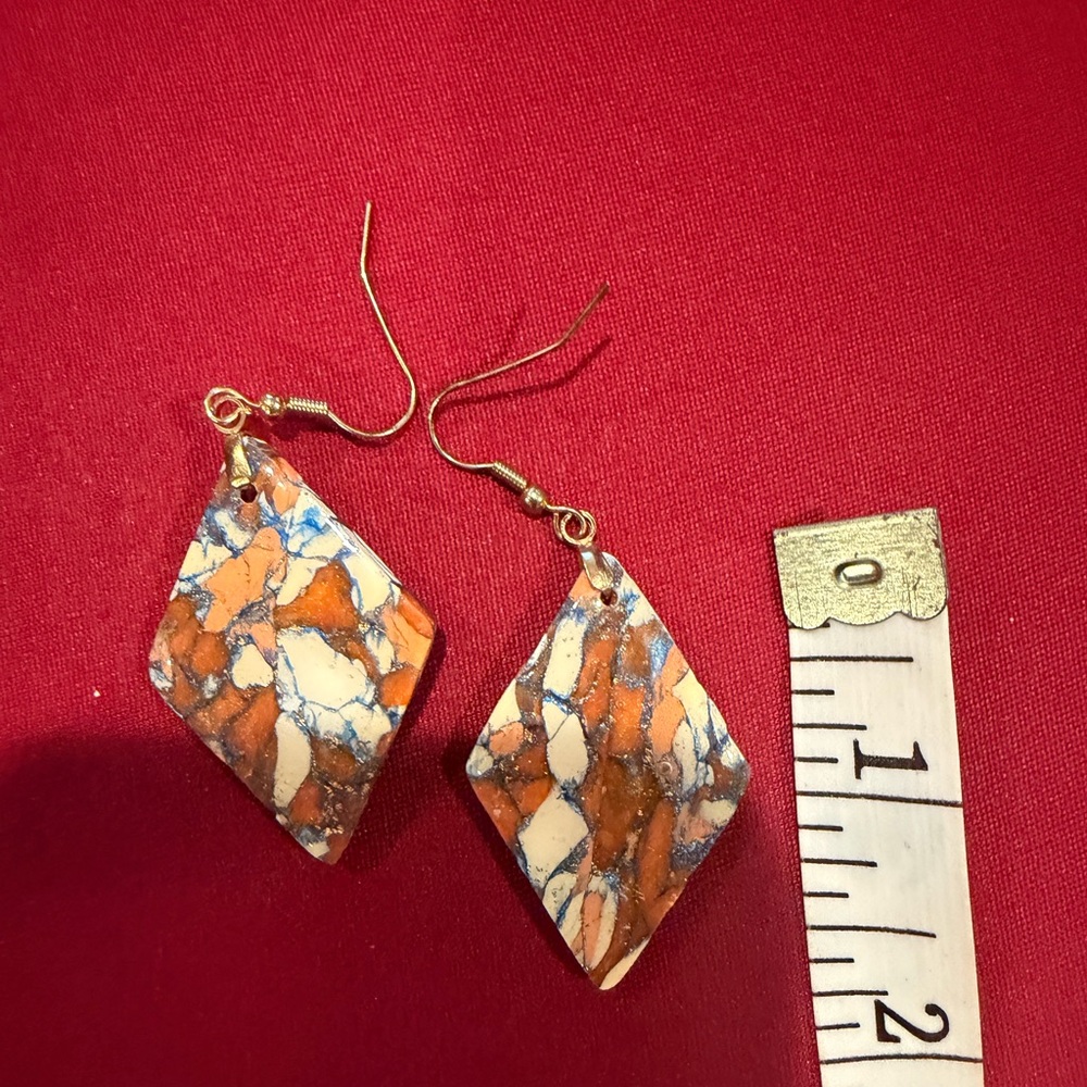 Artistic Handmade Goldtone/Multicolor Dangle Earrings - New, never worn.